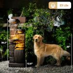 KAISOKU 38.2" Tall Outdoor Water Fountain,Stone Texture Modern 4 Tiers Cascading Bowls Garden Fountains Outdoor,Suit for Patio, Deck, Porch, Lawns, Backyard and Home Art Decor