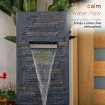 Alpine Corporation 32" Cascading Stone Wall Fountain with LED Lights – Outdoor Water Feature for Garden, Patio, Backyard & Home Decor, Gray