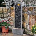 Teamson Home 38.5" Faux Slate Contemporary Outdoor LED Waterfall Fountain with Pebble Base, Gray/Black