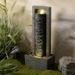 Teamson Home Framed Layered Rock Design Outdoor Water Fountain–Warm Glow Lighting with Steady Flow & Electric Pump, Dark Gray