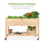 Mobile Elevated Wood Planter with Lockable Wheels