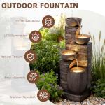 Pivotify 38.2" Tall Water Fountain Outdoor Garden,4 Tiers Modern Cascading Bowls and Stacked Stones Indoor Fountains with LED Lights for Patio, Deck, Porch, Backyard and Home Art Decor(Reddish-Brown