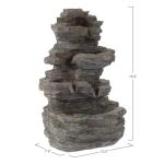 Tabletop Waterfall Fountain with Cascading Rock and LED Lights - Resin Tiered Stones for Office, Patio, and Home Decor by Pure Garden (Gray)