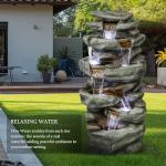 SunJet 40.5” High Rocks Outdoor Water Fountain - 6-Tiers Cascading Waterfall with LED Lights, Soothing Tranquility for Home Garden, Yard Decor