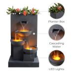 Teamson Home Outdoor 29" Planter 3 Tier Cascading Bowl Fountain Gray