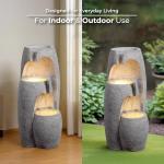 Teamson Home 3-Tier Cascading Urn Outdoor Water Fountain–Warm Glow Lighting with Adjustable Flow & Electric Pump, Gray