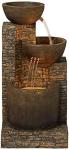Mason 35" High Large Rustic Indoor Outdoor Decor Faux Stone Floor Fountain with Light LED Bowl Standing Tiered Cascading Water Feature for Outside Garden Patio Yard Backyard Porch - John Timberland