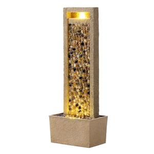 Teamson Home River Rocks Outdoor Water Fountain–Warm Glow Lighting with Steady Flow & Electric Pump, Brown