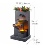 Teamson Home Outdoor 29" Planter 3 Tier Cascading Bowl Fountain Gray