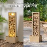 Teamson Home River Rocks Outdoor Water Fountain–Warm Glow Lighting with Steady Flow & Electric Pump, Brown