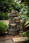Cheng Pin 3 Tiers Water Fountain Outdoor - 28 Inch Tall Cascading Bowls and Stacked Stones Design, Create Relaxing Waterfall Flow Water Feature for Your Garden, Patio, Backyard,Lawn