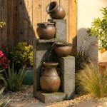 Bumilgar 53''H Water Fountain Outdoor Garden Fountain Large- 4 Tiered Cascading Bowls and Outdoor Fountains and Waterfalls with Lights for Garden, Patio, Backyard, Porch Home Art Decor