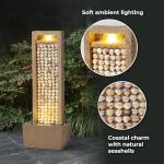 Teamson Home Coastal Seashells Design Outdoor Water Fountain–Warm Glow Lighting with Steady Flow & Electric Pump, Brown