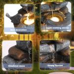 Grepatio Outdoor Water Fountain 5 Tier Cascading Rock Waterfalls Fountains with 4 LED Lights and Pump Indoor/Outdoor Modern Floor Standing Garden Water Fountain for Yard, Patio, House Decor