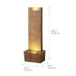 Teamson Home Ridged Texture Outdoor Water Fountain–Warm Glow Lighting with Built-in Electric Pump & Simple Setup, Brown