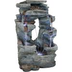 Sunnydaze Dual Cascading Rock Falls 39-Inch Outdoor Water Fountain with LED Lights - Electric Submersible Pump