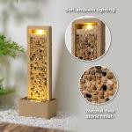 Teamson Home River Rocks Outdoor Water Fountain–Warm Glow Lighting with Steady Flow & Electric Pump, Brown