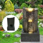 Goldshire 3-Tiers Outdoor Rock Water Fountain with LED Light, Standing Cascading Water Feature, Faux Stone Waterfalls Fountain Decor for Garden Patio Yard Lawn and Deck (Grey)