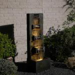 Sunlinua 41.1" Garden Water Fountain Outdoor – 5-Tier Modern Cascading Resin Waterfall Fountain with LED Light, Mossy Stone Look, Floor-Standing Outdoor Water Feature for Patio, Yard, Deck, Home Décor