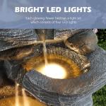 Grepatio Outdoor Water Fountain 5 Tier Cascading Rock Waterfalls Fountains with 4 LED Lights and Pump Indoor/Outdoor Modern Floor Standing Garden Water Fountain for Yard, Patio, House Decor