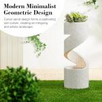 Glitzhome Decorative Tiered Outdoor Water Fountain with LED Light, Curved Waterfall Fountain with Stone Planter, Faux Terrazzo Spiral Shaped Fountains for Garden Deck Patio Porch, 31.25”H