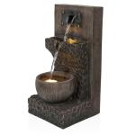 Alpine Corporation ZDQ108 Indoor/Outdoor Floor 3-Tier Fountain with LED Lights, Cascading Garden Water Fountain, 20" H, Brown