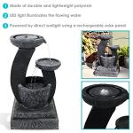 Sunnydaze Modern Cascading Bowls 28-Inch Solar Water Fountain with Battery Backup and LED Lights - Submersible Pump