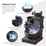 MSEONWXI Indoor Tabletop Fountain with 4-Tier Stone Bowls, Rolling Crystal Ball & LED Lights – Tranquil Waterfall Decor for Home, Office or Zen Space (23066)