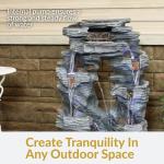 Sunnydaze Dual Cascading Rock Falls 39-Inch Outdoor Water Fountain with LED Lights - Electric Submersible Pump