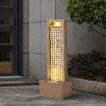 Teamson Home Coastal Seashells Design Outdoor Water Fountain–Warm Glow Lighting with Steady Flow & Electric Pump, Brown