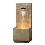 Teamson Home Spa Waterfall Outdoor Water Fountain–LED Light with Adjustable Flow & Electric Pump, Brown