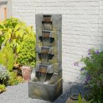 Sunlinua 41.1" Garden Water Fountain Outdoor – 5-Tier Modern Cascading Resin Waterfall Fountain with LED Light, Mossy Stone Look, Floor-Standing Outdoor Water Feature for Patio, Yard, Deck, Home Décor