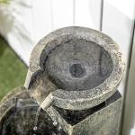 Outsunny Outdoor Fountain with 4-Tier Stacked Stone Look Bowls, Cascading Waterfall, Adjustable Flow & LED Lights, Rustic Décor for Patio, Zen Garden, Backyard, Porch, Gray