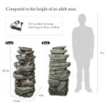 SunJet 40.5” High Rocks Outdoor Water Fountain - 6-Tiers Cascading Waterfall with LED Lights, Soothing Tranquility for Home Garden, Yard Decor