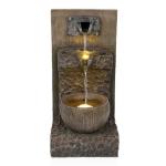 Alpine Corporation ZDQ108 Indoor/Outdoor Floor 3-Tier Fountain with LED Lights, Cascading Garden Water Fountain, 20" H, Brown