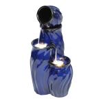 Ultym 29" Tall Ceramic Water Fountain Outdoor with LED Lights, 4-Tier Cascading Waterfall Garden Fountain, Ideal for Serene Relaxing Patio, Yard or Porch, Cobalt Blue Glaze, Dynamic Wave-Texture