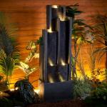 SunJet 4-Tier Modern Cascading Indoor/Outdoor Fountains and Waterfalls with LED Lights - 50.7" High Larger Water Fountain for Garden, Patio, Yard, and Deck Decor - Relaxing Water Fountain Outdoor