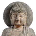 Teamson Home Buddha Zen Statue Water Fountain with LED Light and Pump for Outdoor Patio Garden Backyard Decking, 28 Inch Height, Stone Gray
