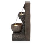Alpine Corporation ZDQ108 Indoor/Outdoor Floor 3-Tier Fountain with LED Lights, Cascading Garden Water Fountain, 20" H, Brown