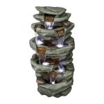 SunJet 40.5” High Rocks Outdoor Water Fountain - 6-Tiers Cascading Waterfall with LED Lights, Soothing Tranquility for Home Garden, Yard Decor