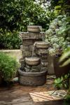 Warm Garden Water Fountian Outdoor - 3 Tiered Bowls Floor Stacked Stone Pump Waterfall Fountain,Provide Flowing Water Feature for Outside Garden,Backyard,Lawn,27 Inch Tall