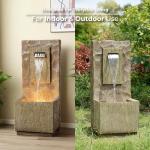 Teamson Home Spa Waterfall Outdoor Water Fountain–LED Light with Adjustable Flow & Electric Pump, Brown