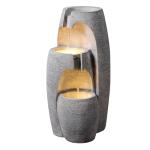 Teamson Home 3-Tier Cascading Urn Outdoor Water Fountain–Warm Glow Lighting with Adjustable Flow & Electric Pump, Gray