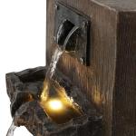 Alpine Corporation ZDQ108 Indoor/Outdoor Floor 3-Tier Fountain with LED Lights, Cascading Garden Water Fountain, 20" H, Brown