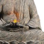 Teamson Home Buddha Zen Statue Water Fountain with LED Light and Pump for Outdoor Patio Garden Backyard Decking, 28 Inch Height, Stone Gray