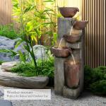 SunJet 5-Tier Cascading Indoor/Outdoor Water Fountain with LED Lights - 39.7" High Large Waterfall Floor Standing Fountain for Garden, Patio, Yard, and Deck Decor - Relaxing Outdoor Water Feature
