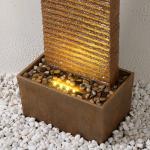 Teamson Home Ridged Texture Outdoor Water Fountain–Warm Glow Lighting with Built-in Electric Pump & Simple Setup, Brown