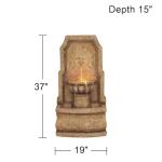 Sun Villa 37" High Large Italian Outdoor Decor Faux Stone Floor Fountain with Light LED Standing Waterfall Tiered Cascading Water Feature for Outside Garden Patio Yard Backyard Porch - John Timberland
