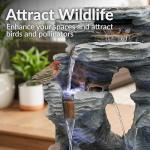 Sunnydaze Dual Cascading Rock Falls 39-Inch Outdoor Water Fountain with LED Lights - Electric Submersible Pump