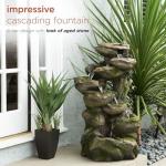 Alpine Corporation WIN1008 Indoor/Outdoor Floor Aged Stone Fountain with LED Lights, Cascading Stone Water Fountain 39", Gray